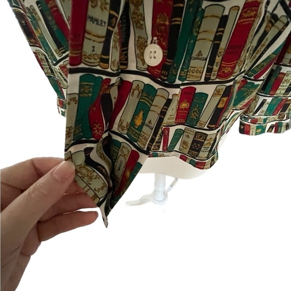 Vintage Jones New York Library Print Long Sleeve Shirt Size 6 - Picture 5 of 7